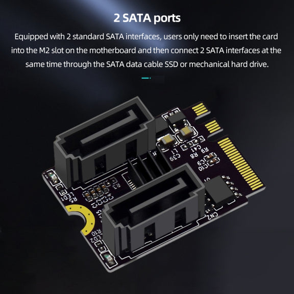 M2 to SATA3.0 Adapter Card PCI-E3.0 Card KEY A+E WiFi M.2 to SATA JMB582 Chip(Black)