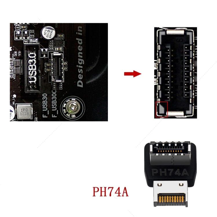 2pcs USB3.1 Type-E Computer Motherboard Interface 90 Degrees Elbow Front Type-C Adapter(PH74A) - Cable & Adapters by PMC TechLife | Online Shopping South Africa | PMC TechLife | Buy Now Pay Later Mobicred