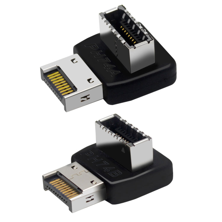 2pcs USB3.1 Type-E Computer Motherboard Interface 90 Degrees Elbow Front Type-C Adapter(PH74A) - Cable & Adapters by PMC TechLife | Online Shopping South Africa | PMC TechLife | Buy Now Pay Later Mobicred