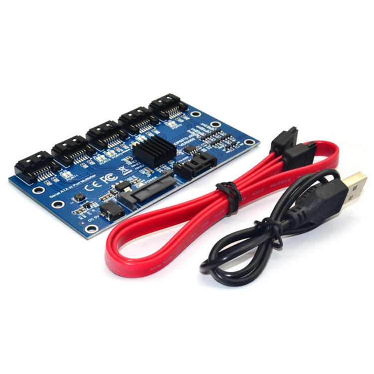 SATA2.0 3Gbps JMB321 Chip SATA Expansion Card 1 to 5 Port Riser Card - free shipping - PMC Jewellery - Order now!