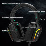Ajazz AX368 Computer Game Audio Recognition RGB Headset 3.5mm Version (Black)