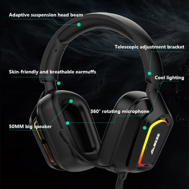 Ajazz AX368 Computer Game Audio Recognition RGB Headset 3.5mm Version (Black)