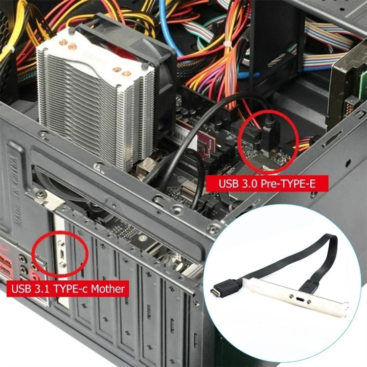 USB 3.1 Type-E To USB-C / Type-C Connector Front Panel Header 0.5m High Profile Bracket