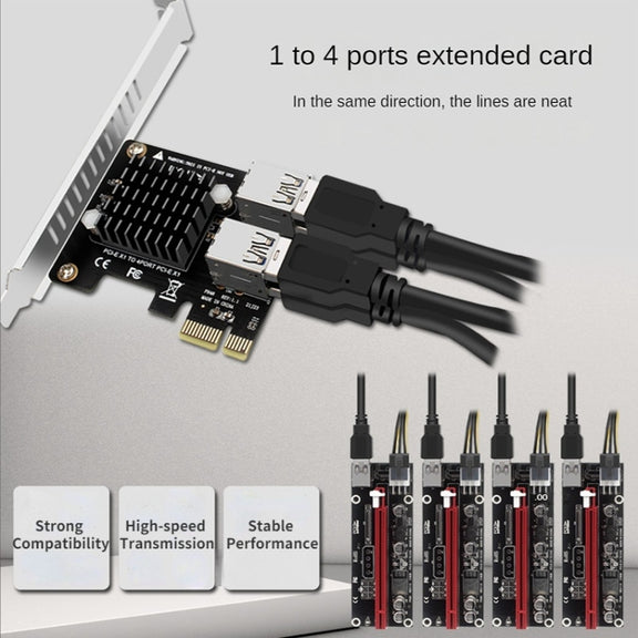 PCIE To PCI-E4 Port USB3.0 Expansion Card Graphics Card Extension(Full High Baffle)