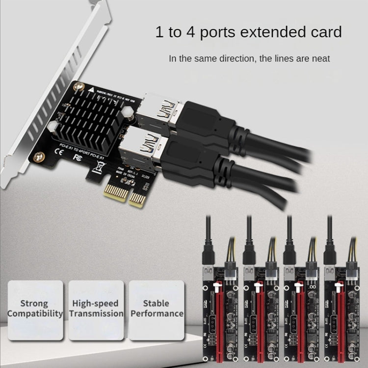 PCIE To PCI-E4 Port USB3.0 Expansion Card Graphics Card Extension(Full High Baffle)