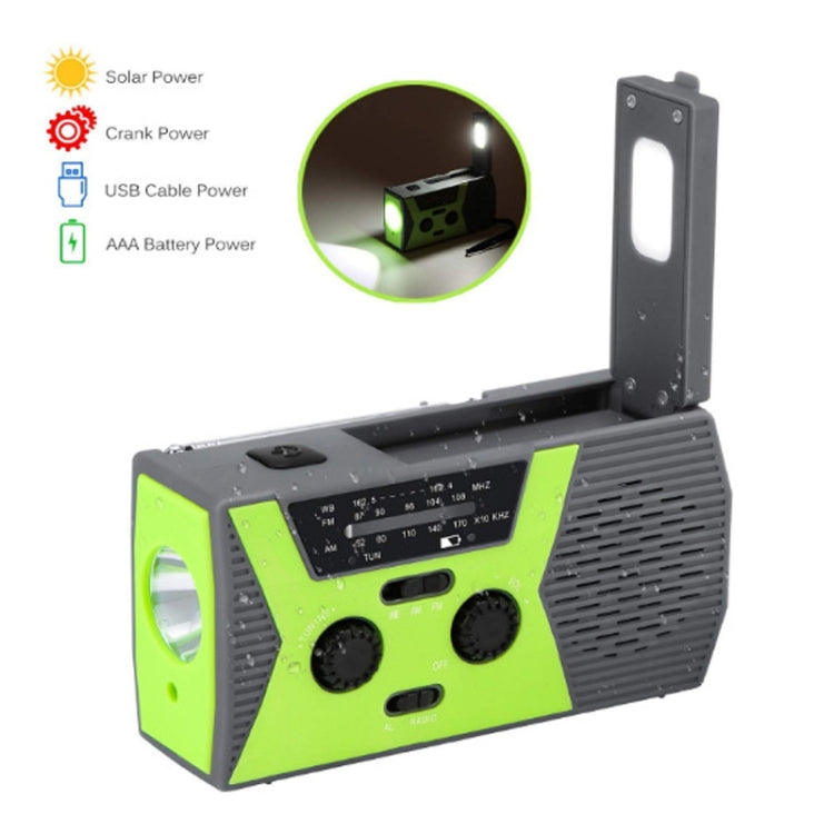 AM/FM/NoAA 2000mAh Emergency Radio Portable Hand Crank Solar Powered Radio(Green) - Radio Player by PMC TechLife | Online Shopping South Africa | PMC TechLife | Buy Now Pay Later Mobicred