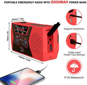 AM/FM/NoAA 2000mAh Emergency Radio Portable Hand Crank Solar Powered Radio(Orange)