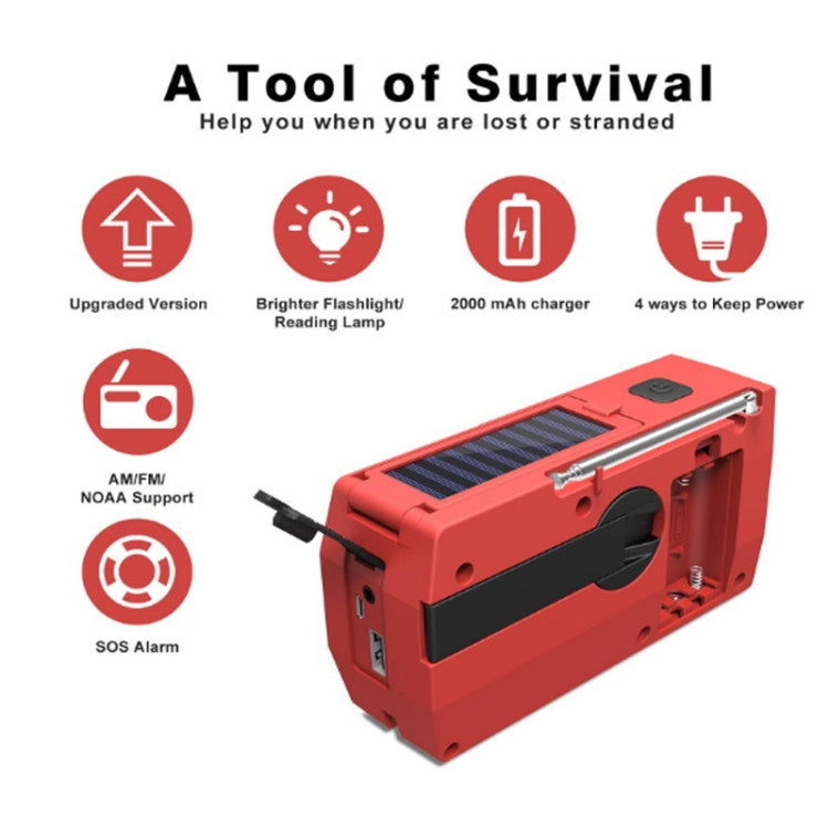 AM/FM/NoAA 2000mAh Emergency Radio Portable Hand Crank Solar Powered Radio(Orange)