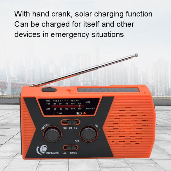 AM/FM/NoAA 2000mAh Emergency Radio Portable Hand Crank Solar Powered Radio(Orange)