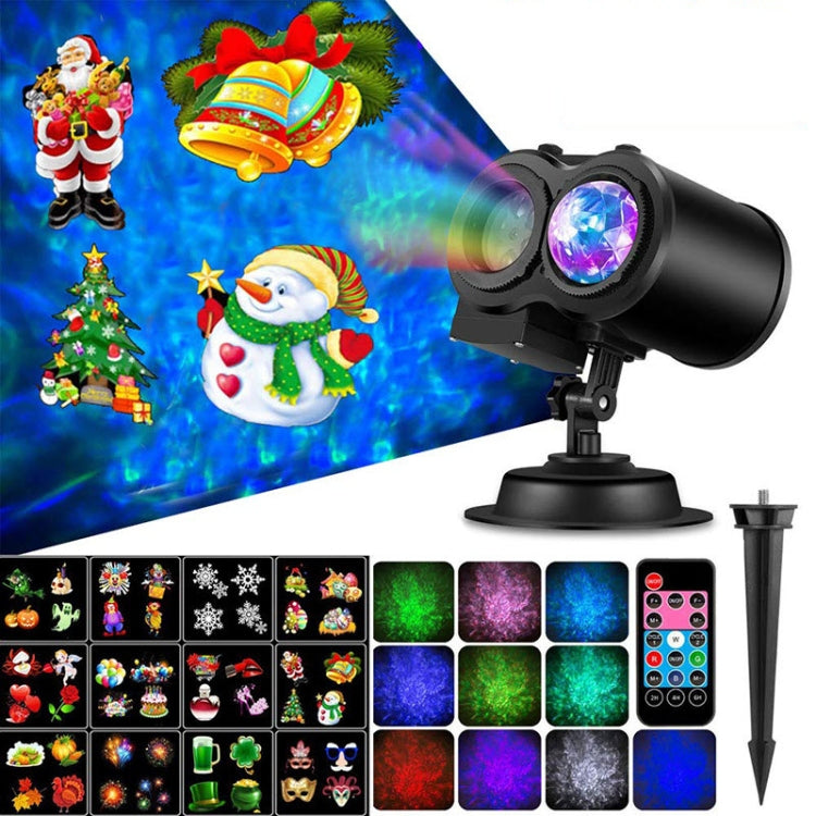 12 Cards UK Plug Color Card Pattern 9W Christmas Projection Light Remote Control Snow Light - Christmas Decoration Lamps by PMc TechLife | Online Shopping South Africa | PMc TechLife | Buy Now Pay Later Mobicred
