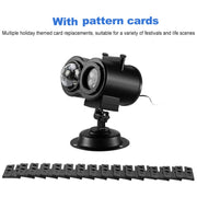 16 Cards US Plug Color Card Pattern 9W Christmas Projection Light Remote Control Snow Light