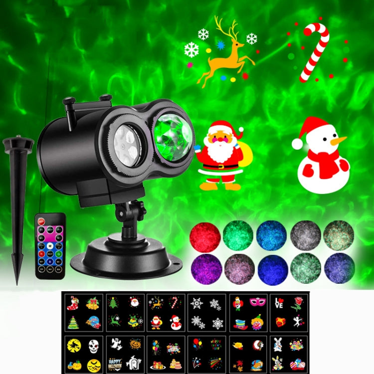 12 Cards UK Plug Not Easy To Fade Card Pattern 9W Double Cylinder Water Pattern Christmas Projection Light - Christmas Decoration Lamps by PMc TechLife | Online Shopping South Africa | PMc TechLife | Buy Now Pay Later Mobicred