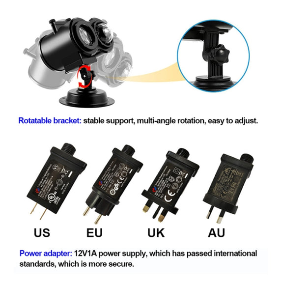 16 Cards UK Plug Not Easy To Fade Card Pattern 9W Double Cylinder Water Pattern Christmas Projection Light