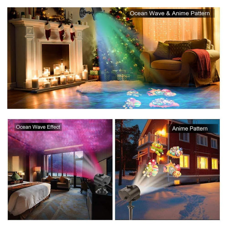 12 Cards US Plug Not Easy To Fade Card Pattern 9W Double Cylinder Water Pattern Christmas Projection Light