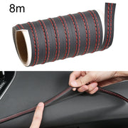 8m Car Center Console Interior Modification Leather Gap Strip(Black Red)