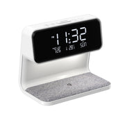 3 In 1 10W Wireless Charging Bedside Lamp LCD Screen Alarm Clock  Phone Charger,EU Plug(White)