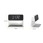 3 In 1 10W Wireless Charging Bedside Lamp LCD Screen Alarm Clock  Phone Charger,EU Plug(White)
