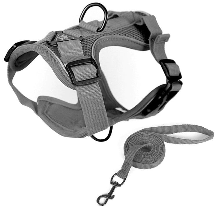 Pet Vest Harness + Traction Rope Set Reflective Breathable Dog Cat Harness, Size: M(Gray) - Leashes by PMC TechLife | Online Shopping South Africa | PMC TechLife