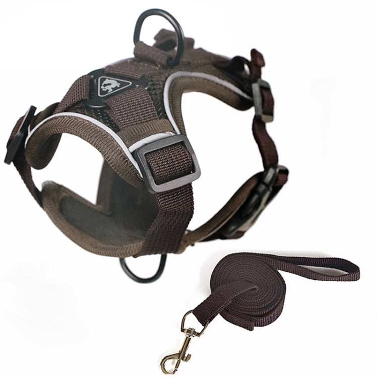 Pet Vest Harness + Traction Rope Set Reflective Breathable Dog Cat Harness, Size: XL(Coffee) - Leashes & Chest Strap by PMC TechLife | Online Shopping South Africa | PMC TechLife | Buy Now Pay Later Mobicred