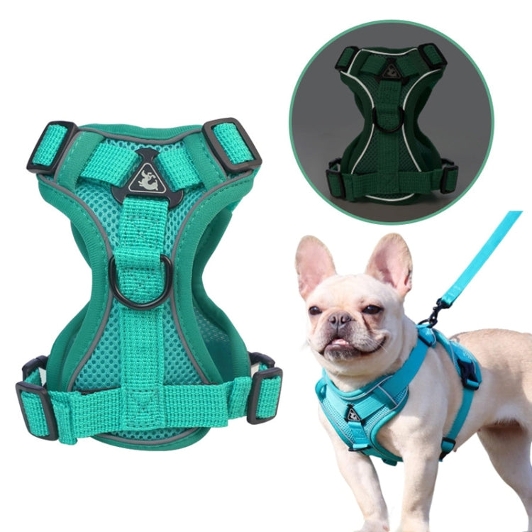Pet Vest Harness + Traction Rope Set Reflective Breathable Dog Cat Harness, Size: XL(Blue) - Leashes by PMC TechLife | Online Shopping South Africa | PMC TechLife