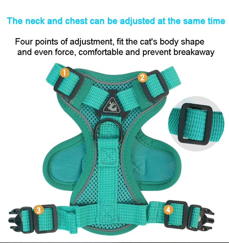 Pet Vest Harness + Traction Rope Set Reflective Breathable Dog Cat Harness, Size: L(Blue) - free shipping - PMC TechLife - Order now!