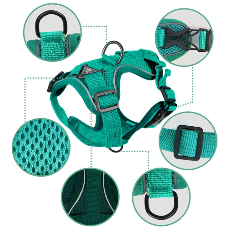 Pet Vest Harness + Traction Rope Set Reflective Breathable Dog Cat Harness, Size: XL(Gray)