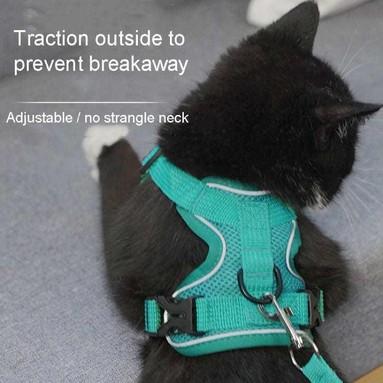 Pet Vest Harness + Traction Rope Set Reflective Breathable Dog Cat Harness, Size: XL(Gray)