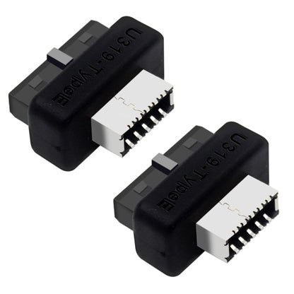 2pcs Mainboard USB3 19P/20P to TYPE-E Adapter Chassis Front TYPE-C/USB-C Plug Port(Black) - Cable & Adapters by PMC Jewellery | Online Shopping South Africa | PMC Jewellery | Buy Now Pay Later Mobicred
