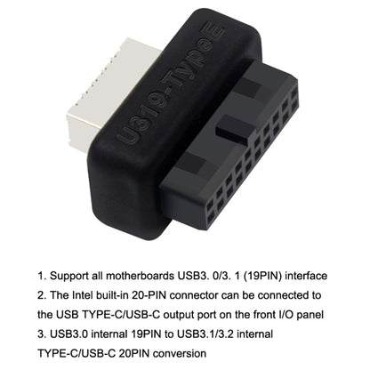 2pcs Mainboard USB3 19P/20P to TYPE-E Adapter Chassis Front TYPE-C/USB-C Plug Port(Black) - Cable & Adapters by PMC Jewellery | Online Shopping South Africa | PMC Jewellery | Buy Now Pay Later Mobicred