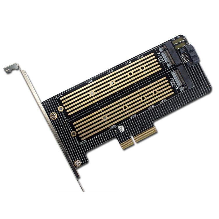 M.2 NVME NGFF SSD To PCIE SATA Dual Disk Conversion Expansion Card Supports MKEY BKEY Wiring(Black) - Add-on Cards by PMC TechLife | Online Shopping South Africa | PMC TechLife