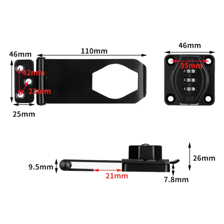 Stick Nail Dual Use Free Punch Cabinet Door Combination Lock Anti-Theft Drawer Lock, Style: Two Hole 3 inch Silver - Padlocks by PMC TechLife | Online Shopping South Africa | PMC TechLife