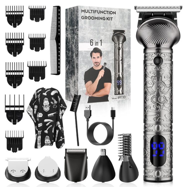 6 In 1 Men Multi-Functional Clipper Metal Body Hair Cutting(Silver Gray) - Hair Trimmer by PMC TechLife | Online Shopping South Africa | PMC TechLife | Buy Now Pay Later Mobicred