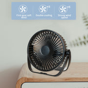 3-in-1 Electric Fan Wall Mounted Desktop Quiet Brushless Turbine Mini Fan, Style: Rechargeable(Black)