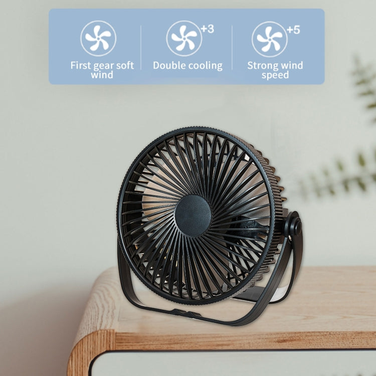 3-in-1 Electric Fan Wall Mounted Desktop Quiet Brushless Turbine Mini Fan, Style: Rechargeable(Black)
