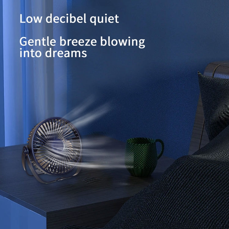 3-in-1 Electric Fan Wall Mounted Desktop Quiet Brushless Turbine Mini Fan, Style: Rechargeable(Black)
