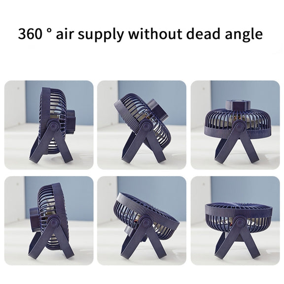 3-in-1 Electric Fan Wall Mounted Desktop Quiet Brushless Turbine Mini Fan, Style: Rechargeable(Black)