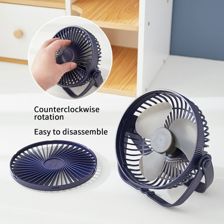 3-in-1 Electric Fan Wall Mounted Desktop Quiet Brushless Turbine Mini Fan, Style: Rechargeable(Black)