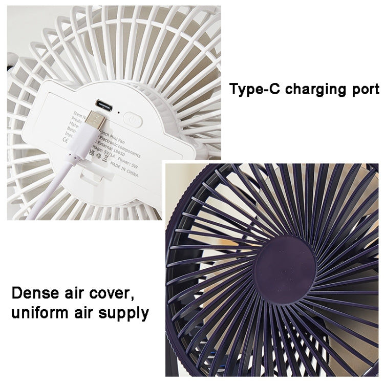 3-in-1 Electric Fan Wall Mounted Desktop Quiet Brushless Turbine Mini Fan, Style: Rechargeable(Black)