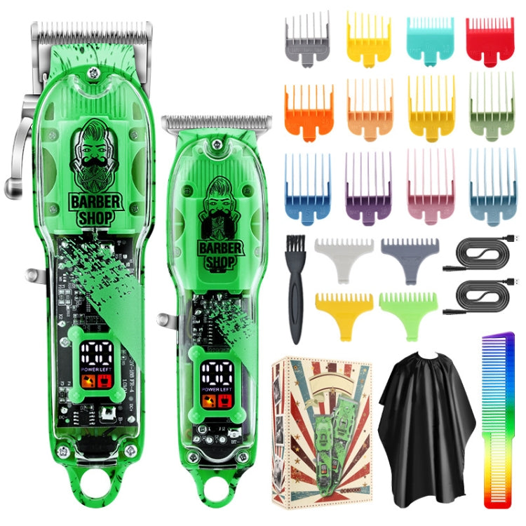 Haircutter Set Transparent Body Oil Head Electric Hair Clipper Men Home Electric Pusher(Earl Green) - free shipping - PMC TechLife - Order now!