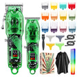 Haircutter Set Transparent Body Oil Head Electric Hair Clipper Men Home Electric Pusher(Scissors Green) - free shipping - PMC TechLife - Order now!