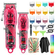 Haircutter Set Transparent Body Oil Head Electric Hair Clipper Men Home Electric Pusher(Scissors Red) - free shipping - PMC TechLife - Order now!