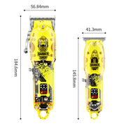 Haircutter Set Transparent Body Oil Head Electric Hair Clipper Men Home Electric Pusher(Earl Yellow)