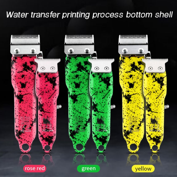 Haircutter Set Transparent Body Oil Head Electric Hair Clipper Men Home Electric Pusher(Earl Yellow)