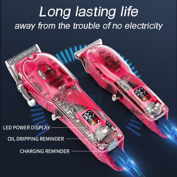 Haircutter Set Transparent Body Oil Head Electric Hair Clipper Men Home Electric Pusher(Scissors Green)