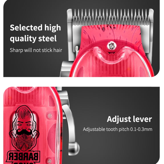 Haircutter Set Transparent Body Oil Head Electric Hair Clipper Men Home Electric Pusher(Earl Green)