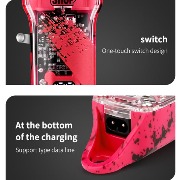 Haircutter Set Transparent Body Oil Head Electric Hair Clipper Men Home Electric Pusher(Scissors Red)