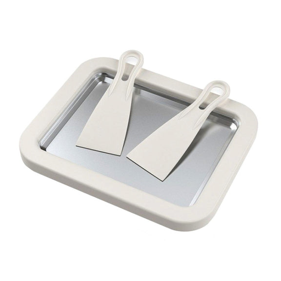 Mini Household Fried Yogurt Machine Children Homemade DIY Fried Ice Tray, Color: Aluminum Alloy White 22.5x17.5cm