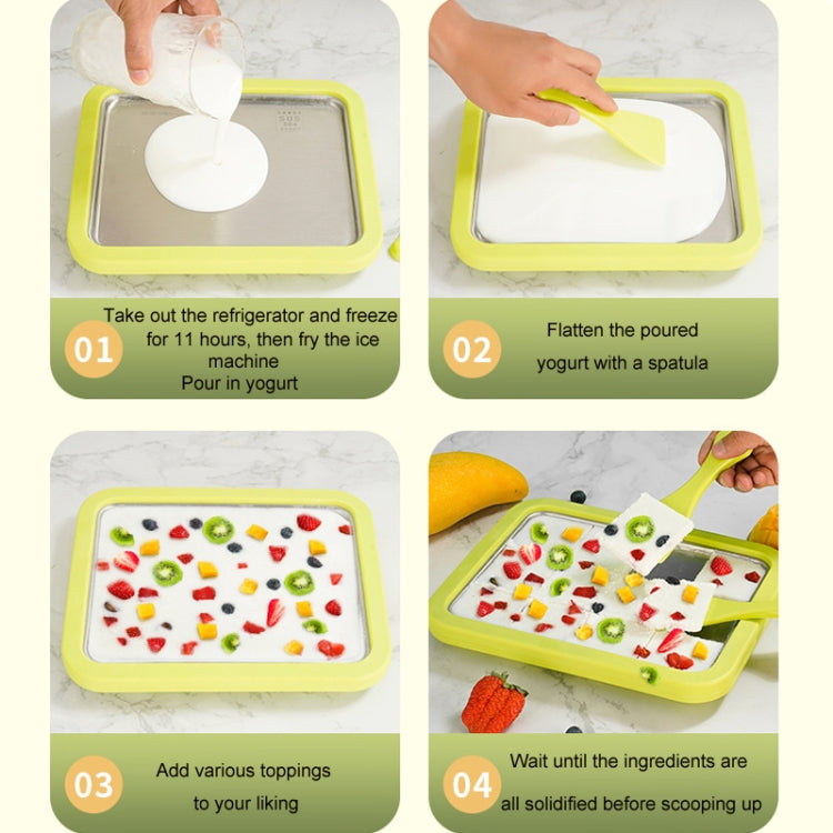 Mini Household Fried Yogurt Machine Children Homemade DIY Fried Ice Tray, Color: Stainless Steel White 22.5x17.5cm