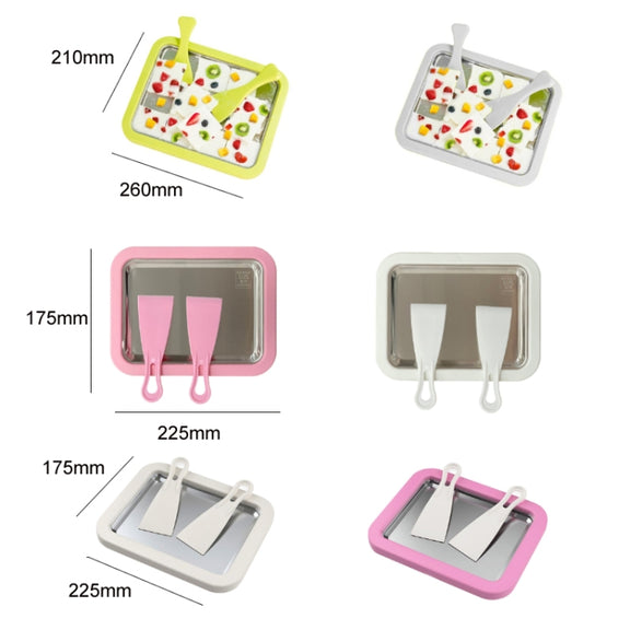Mini Household Fried Yogurt Machine Children Homemade DIY Fried Ice Tray, Color: Aluminum Alloy White 22.5x17.5cm