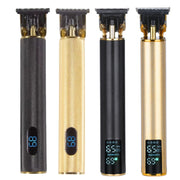 USB Rechargeable Digital Display Engraving Ceramic Knife Electric Hair Clipper(Gold)